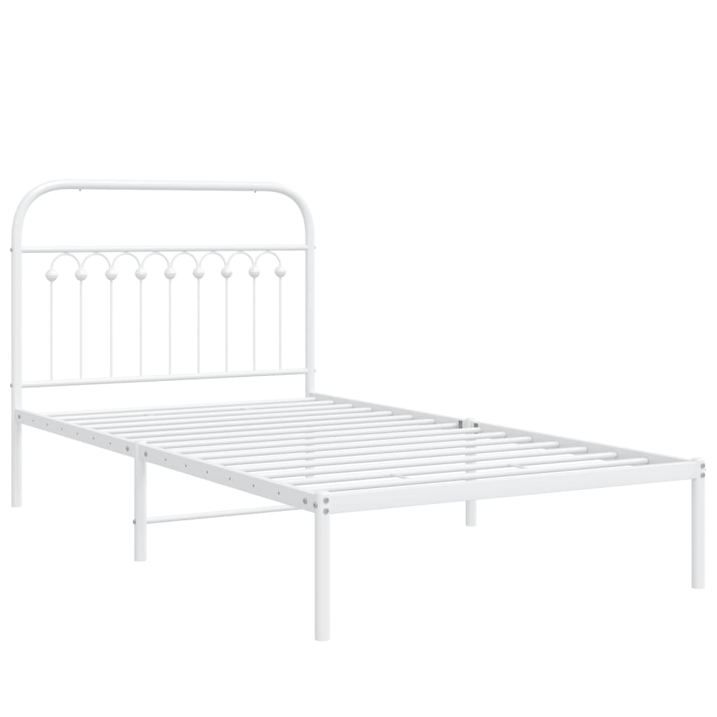 Cadre de lit métal sans matelas et tête de lit blanc 100x190 cm - XIOS