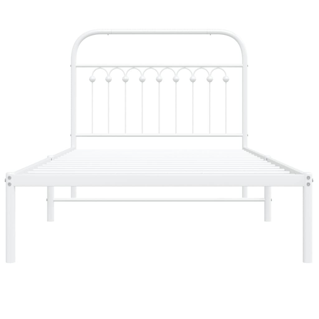 Cadre de lit métal sans matelas et tête de lit blanc 100x190 cm - XIOS