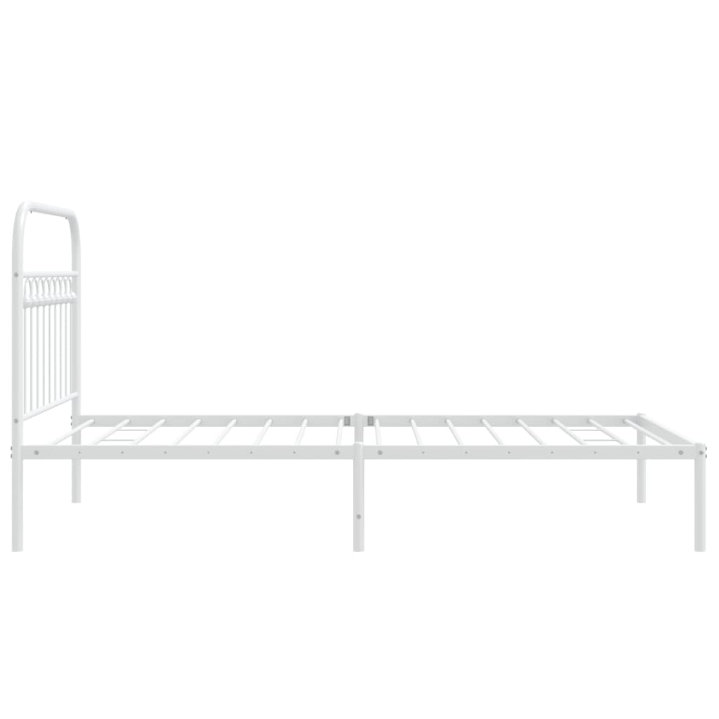 Cadre de lit métal sans matelas et tête de lit blanc 100x190 cm - XIOS