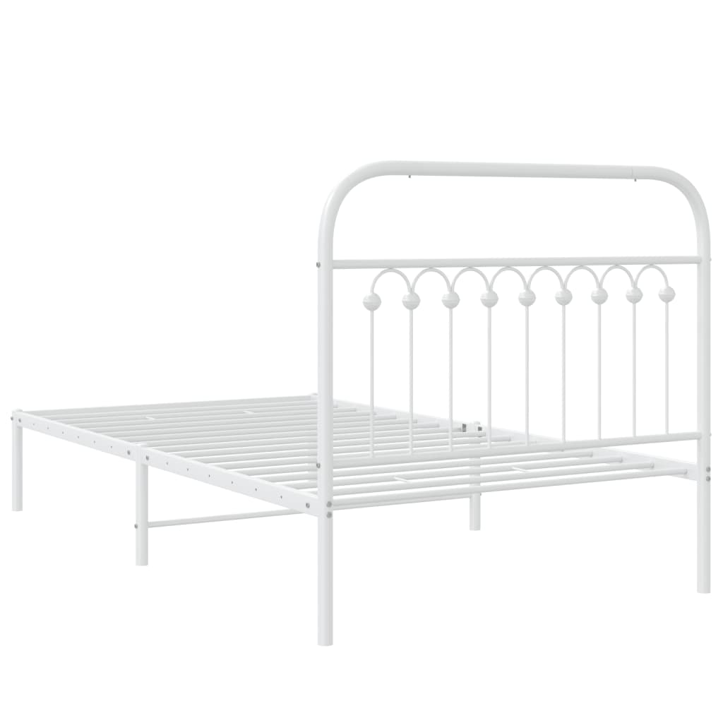 Cadre de lit métal sans matelas et tête de lit blanc 100x190 cm - XIOS