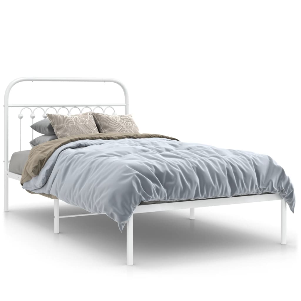 Cadre de lit métal sans matelas et tête de lit blanc 100x200 cm - XIOS