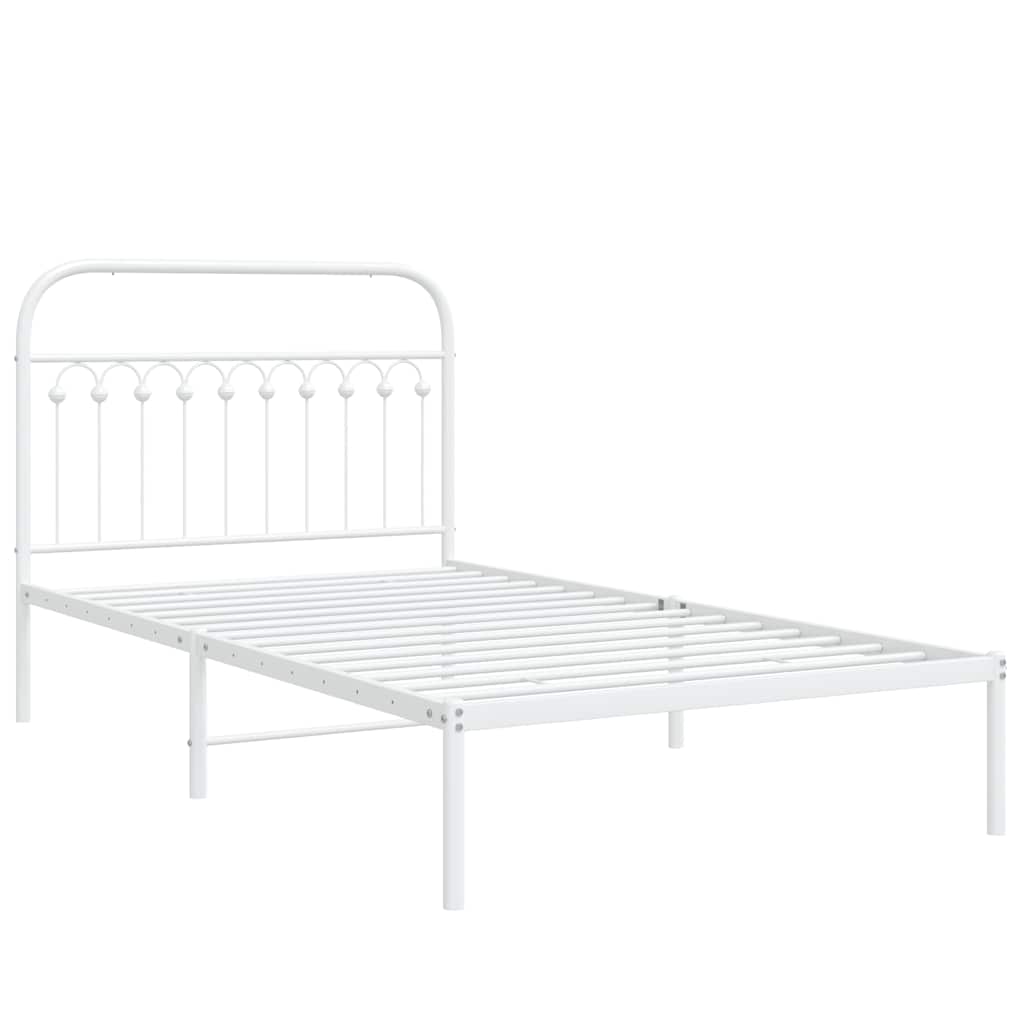 Cadre de lit métal sans matelas et tête de lit blanc 107x203 cm - XIOS