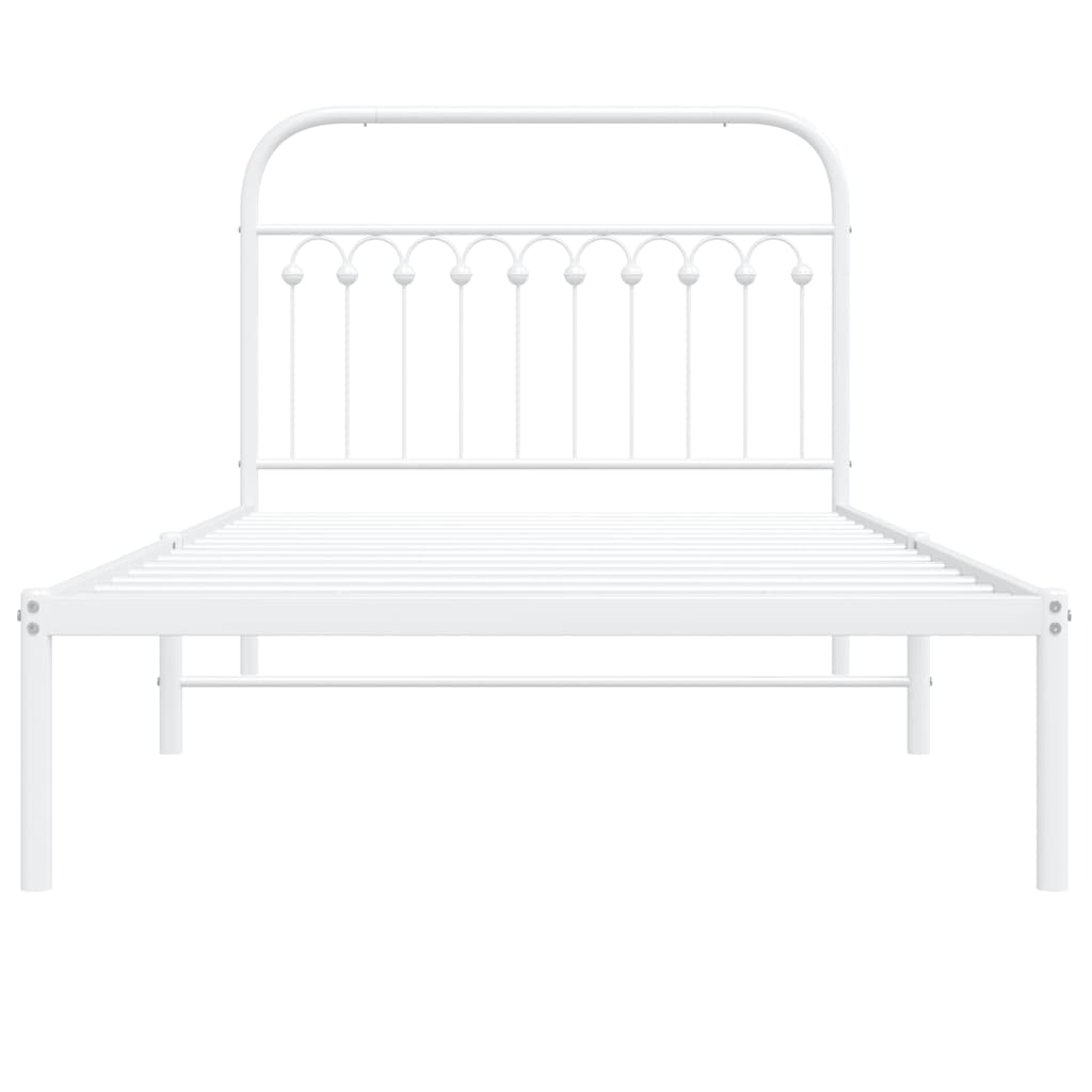 Cadre de lit métal sans matelas et tête de lit blanc 107x203 cm - XIOS