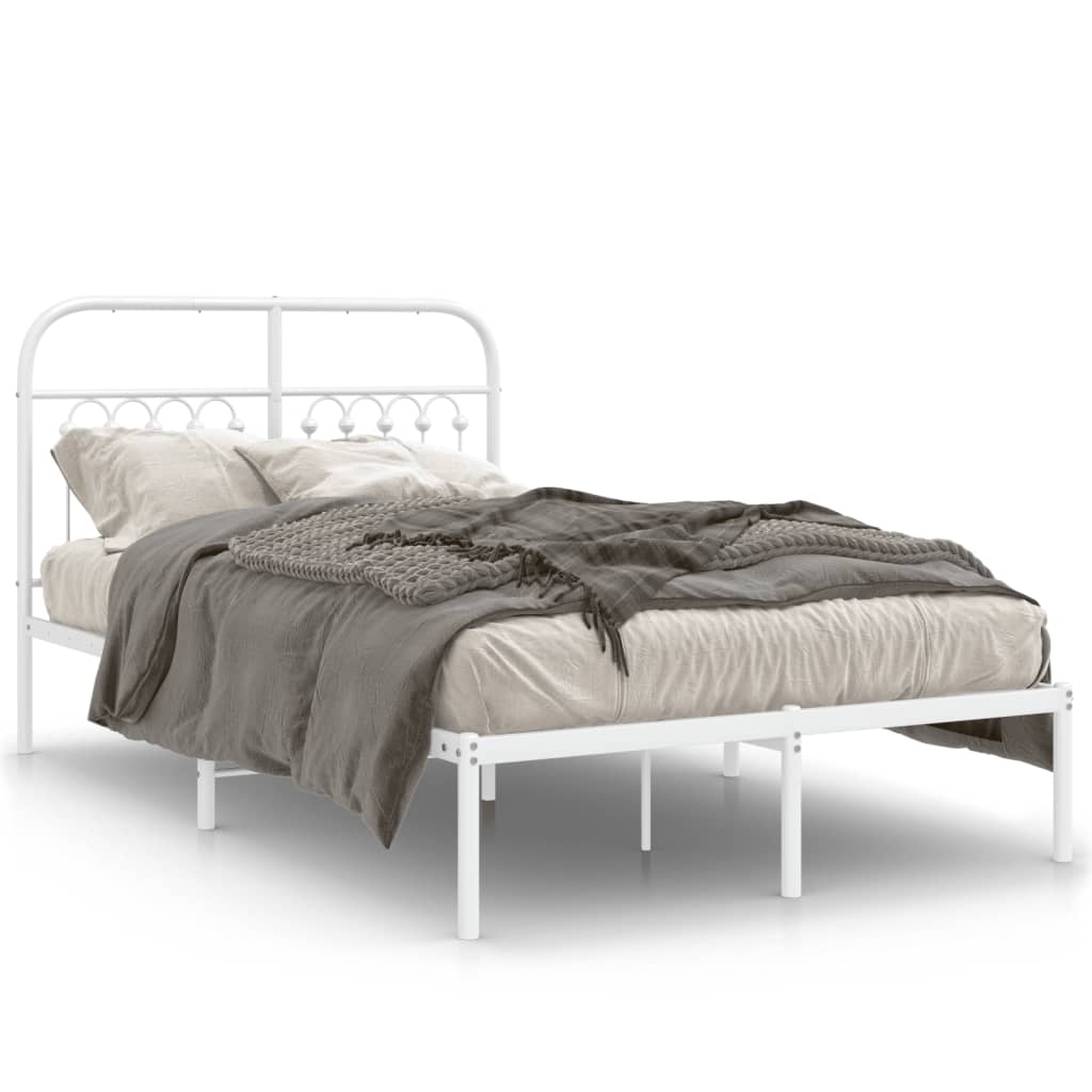 Cadre de lit métal sans matelas et tête de lit blanc 120x190 cm - XIOS