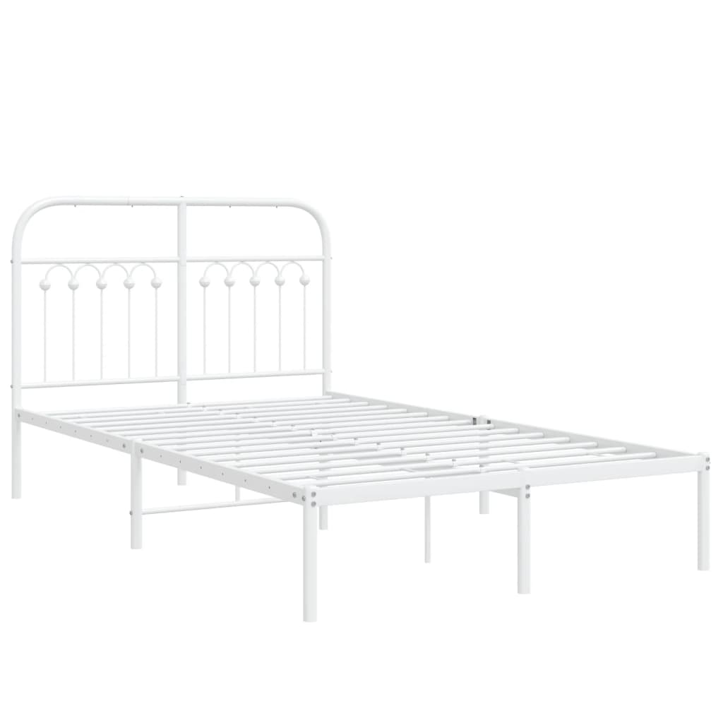 Cadre de lit métal sans matelas et tête de lit blanc 120x190 cm - XIOS