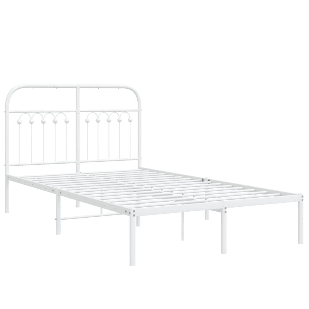 Cadre de lit métal sans matelas et tête de lit blanc 120x200 cm - XIOS