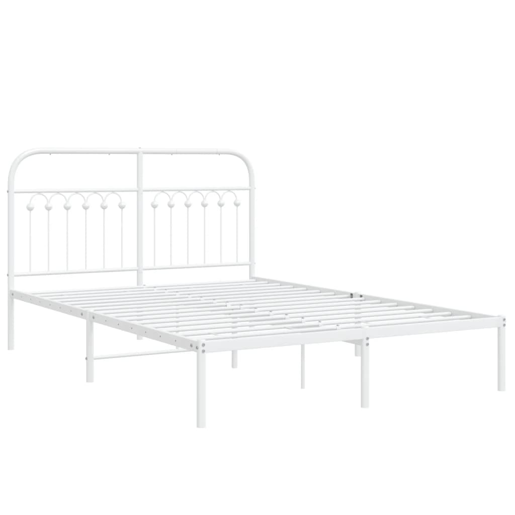 Cadre de lit métal sans matelas et tête de lit blanc 135x190 cm - XIOS