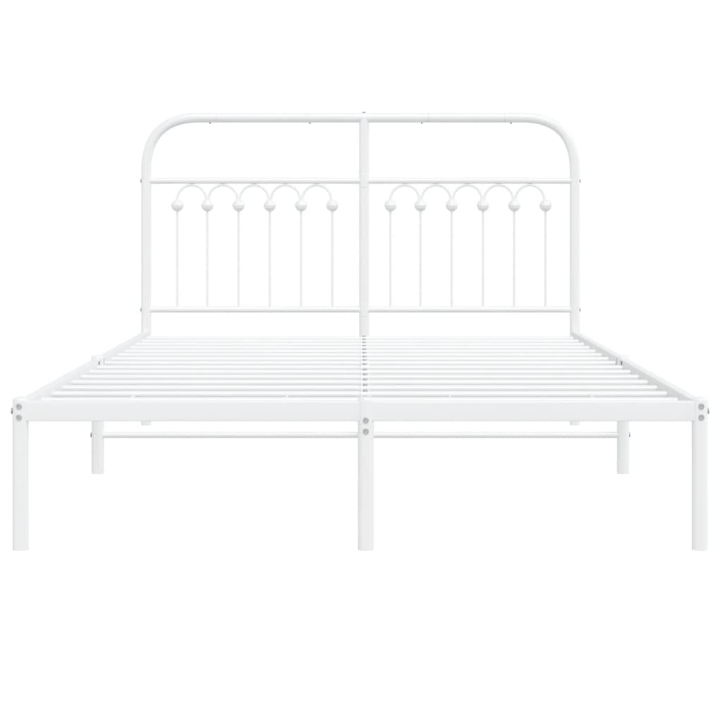 Cadre de lit métal sans matelas et tête de lit blanc 140x190 cm - XIOS
