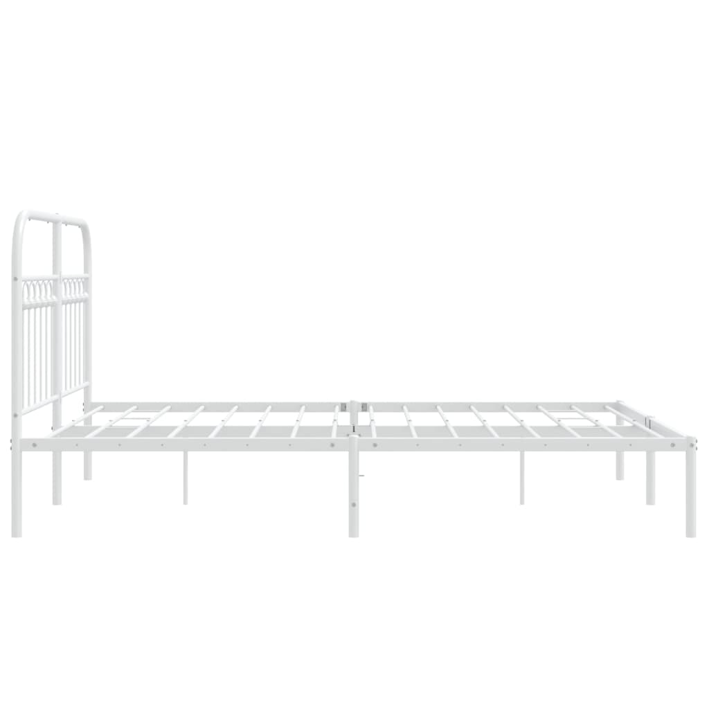 Cadre de lit métal sans matelas et tête de lit blanc 140x190 cm - XIOS