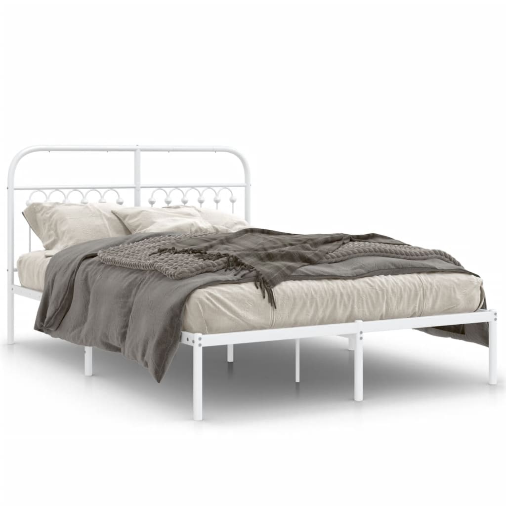 Cadre de lit métal sans matelas et tête de lit blanc 140x200 cm - XIOS