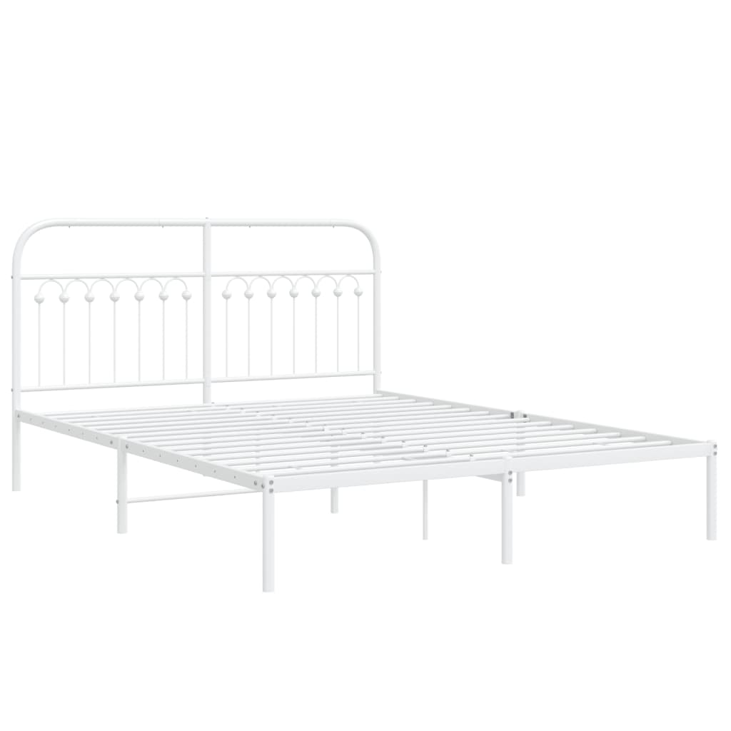 Cadre de lit métal sans matelas et tête de lit blanc 150x200 cm - XIOS