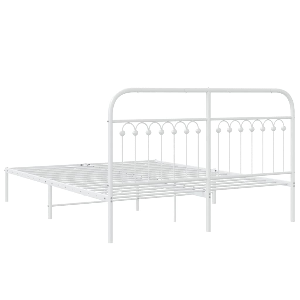Cadre de lit métal sans matelas et tête de lit blanc 150x200 cm - XIOS