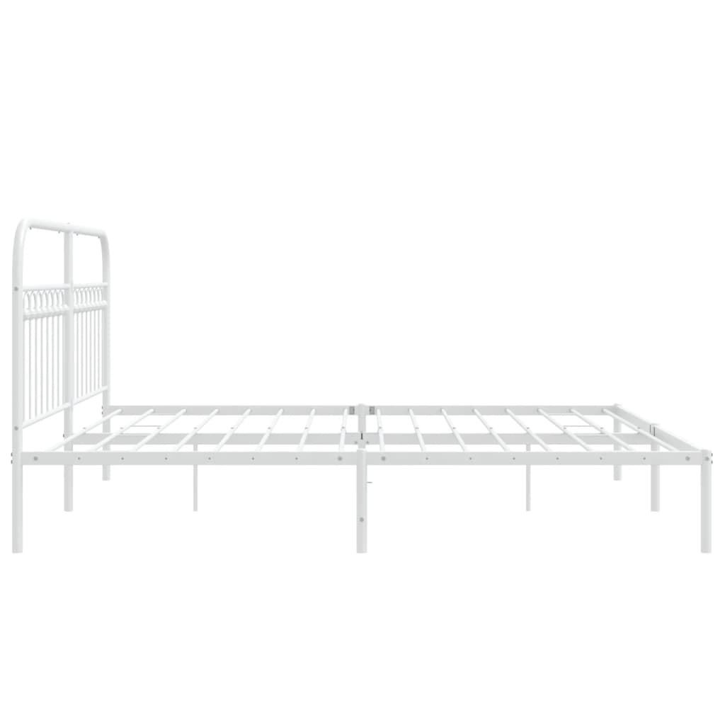 Cadre de lit métal sans matelas et tête de lit blanc 183x213 cm - XIOS