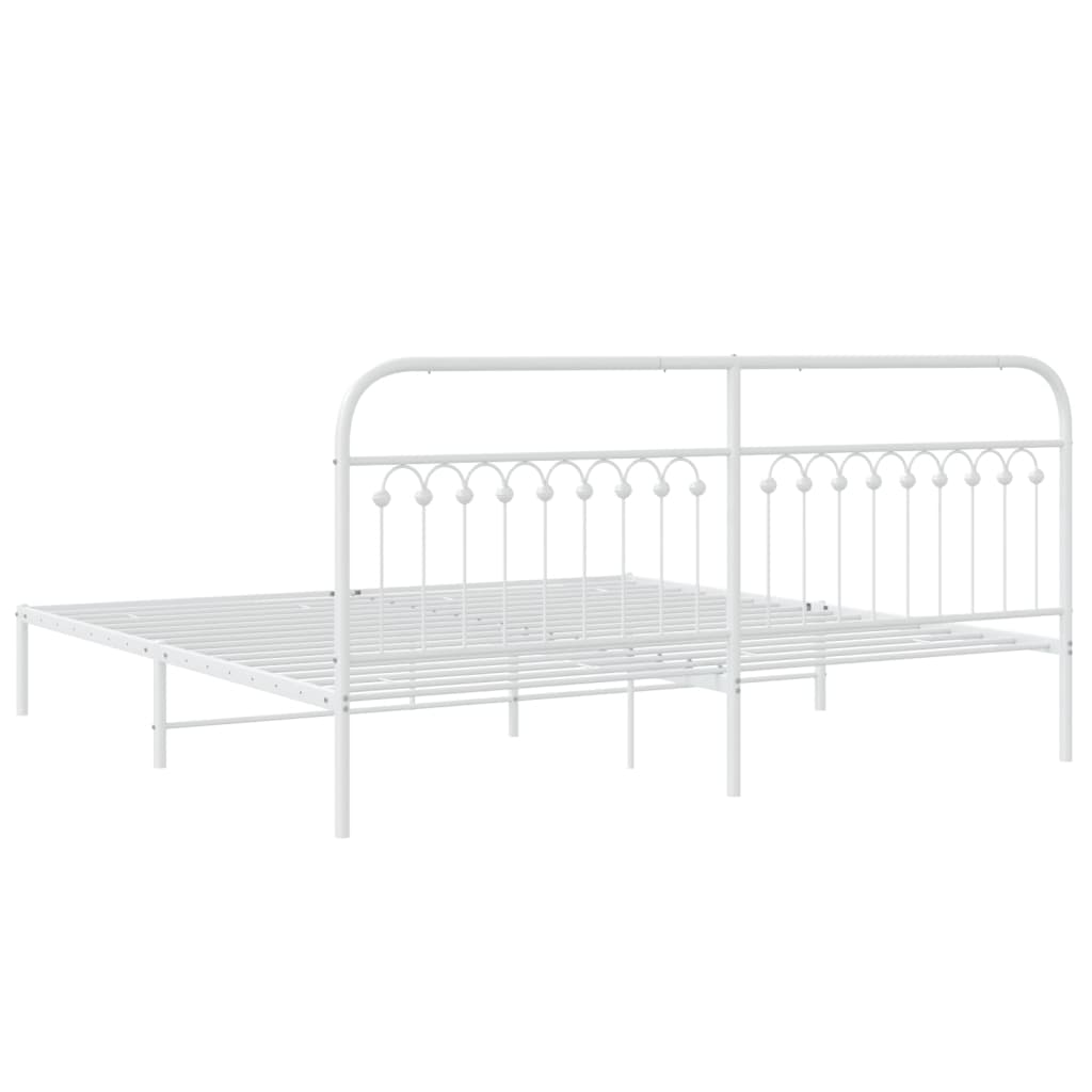 Cadre de lit métal sans matelas et tête de lit blanc 193x203 cm - XIOS