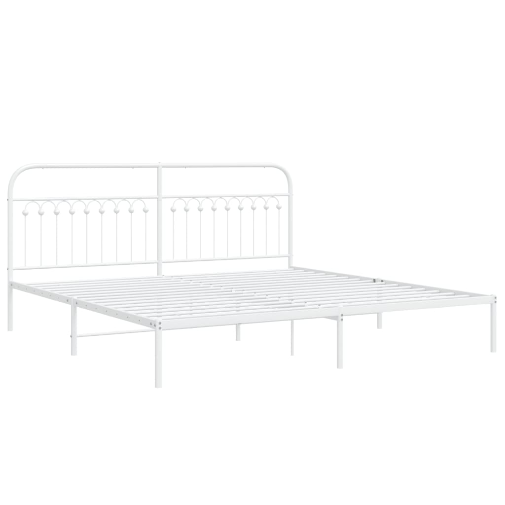 Cadre de lit métal sans matelas et tête de lit blanc 200x200 cm - XIOS
