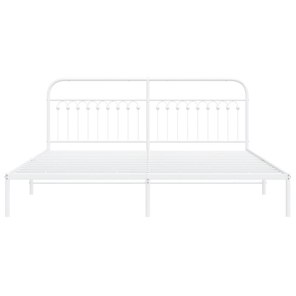 Cadre de lit métal sans matelas et tête de lit blanc 200x200 cm - XIOS