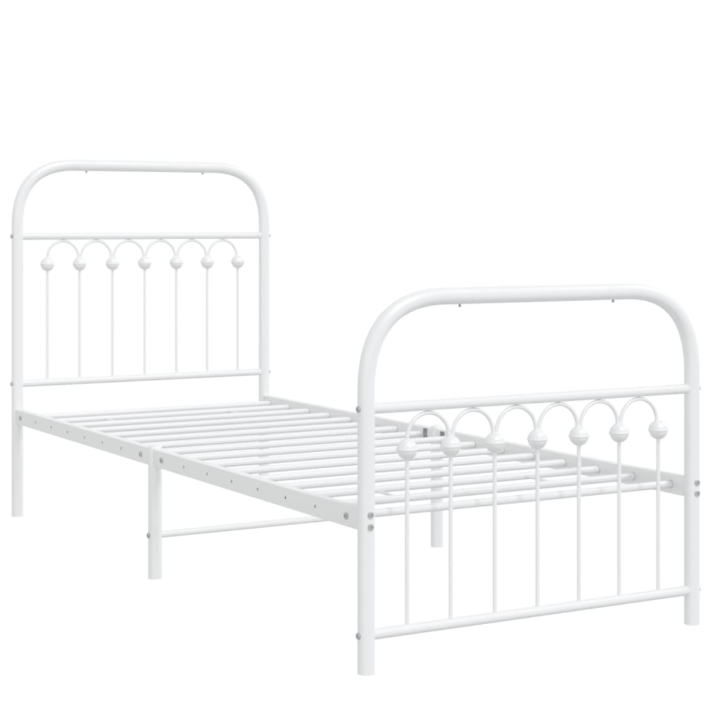 Cadre de lit métal sans matelas avec pied de lit blanc 80x200cm - XIOS