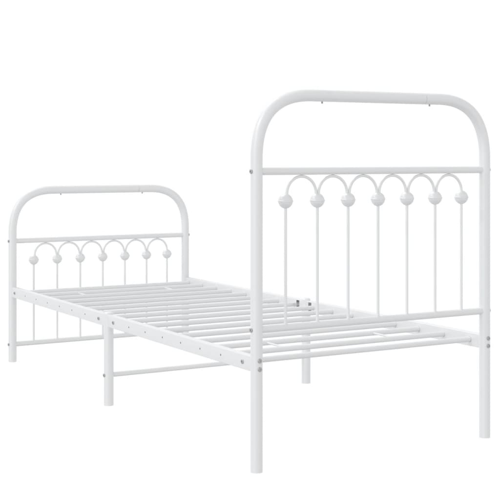 Cadre de lit métal sans matelas avec pied de lit blanc 80x200cm - XIOS