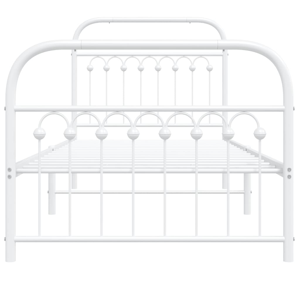 Cadre de lit métal sans matelas avec pied de lit blanc 90x190cm - XIOS