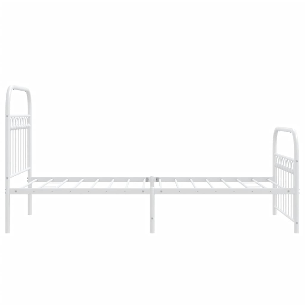 Cadre de lit métal sans matelas avec pied de lit blanc 90x190cm - XIOS