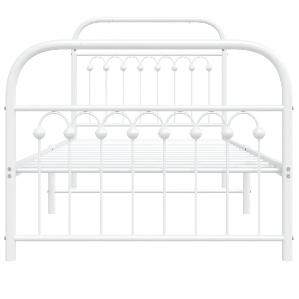 Cadre de lit métal sans matelas avec pied de lit blanc 90x200cm - XIOS