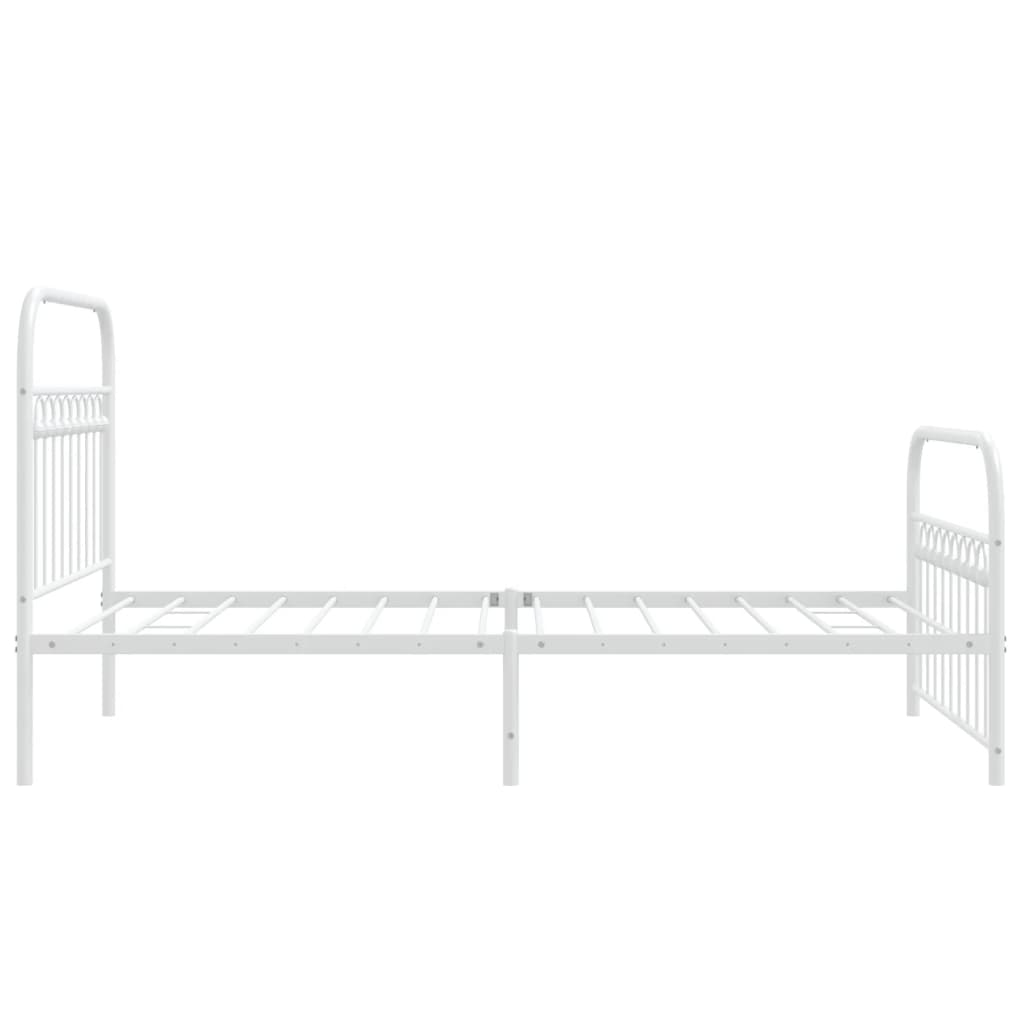 Cadre de lit métal sans matelas et pied de lit blanc 100x190 cm - XIOS