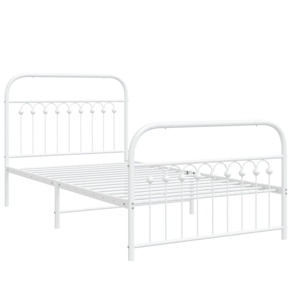 Cadre de lit métal sans matelas et pied de lit blanc 100x200 cm - XIOS
