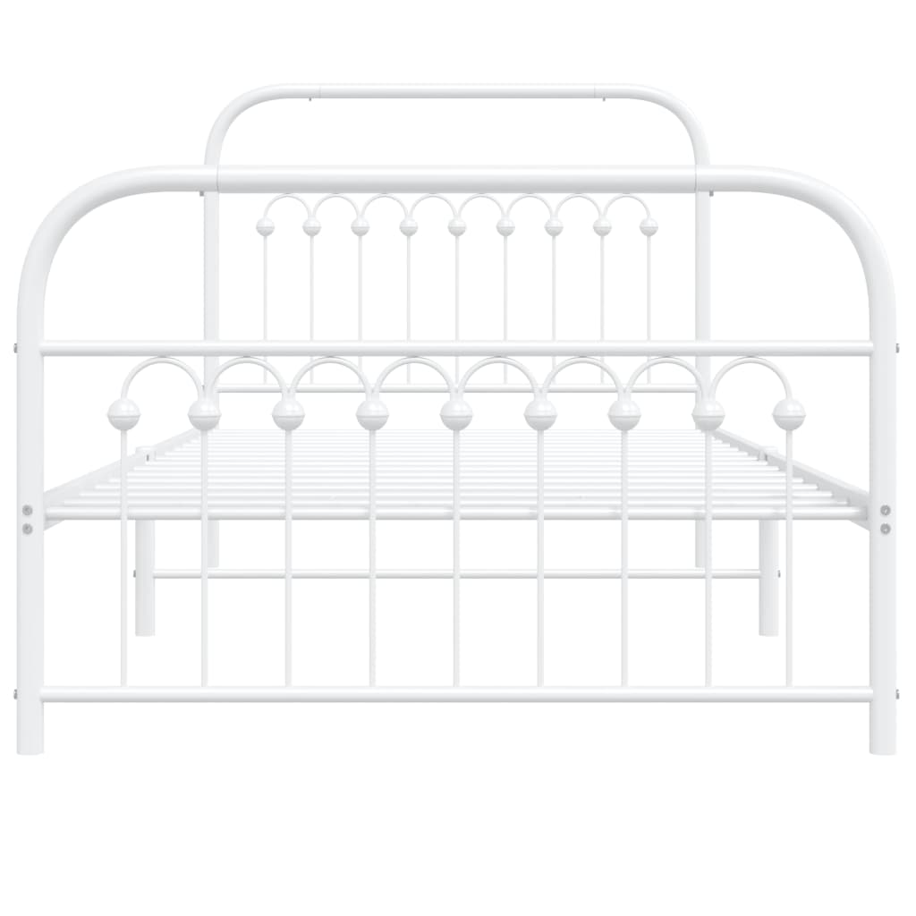 Cadre de lit métal sans matelas et pied de lit blanc 100x200 cm - XIOS