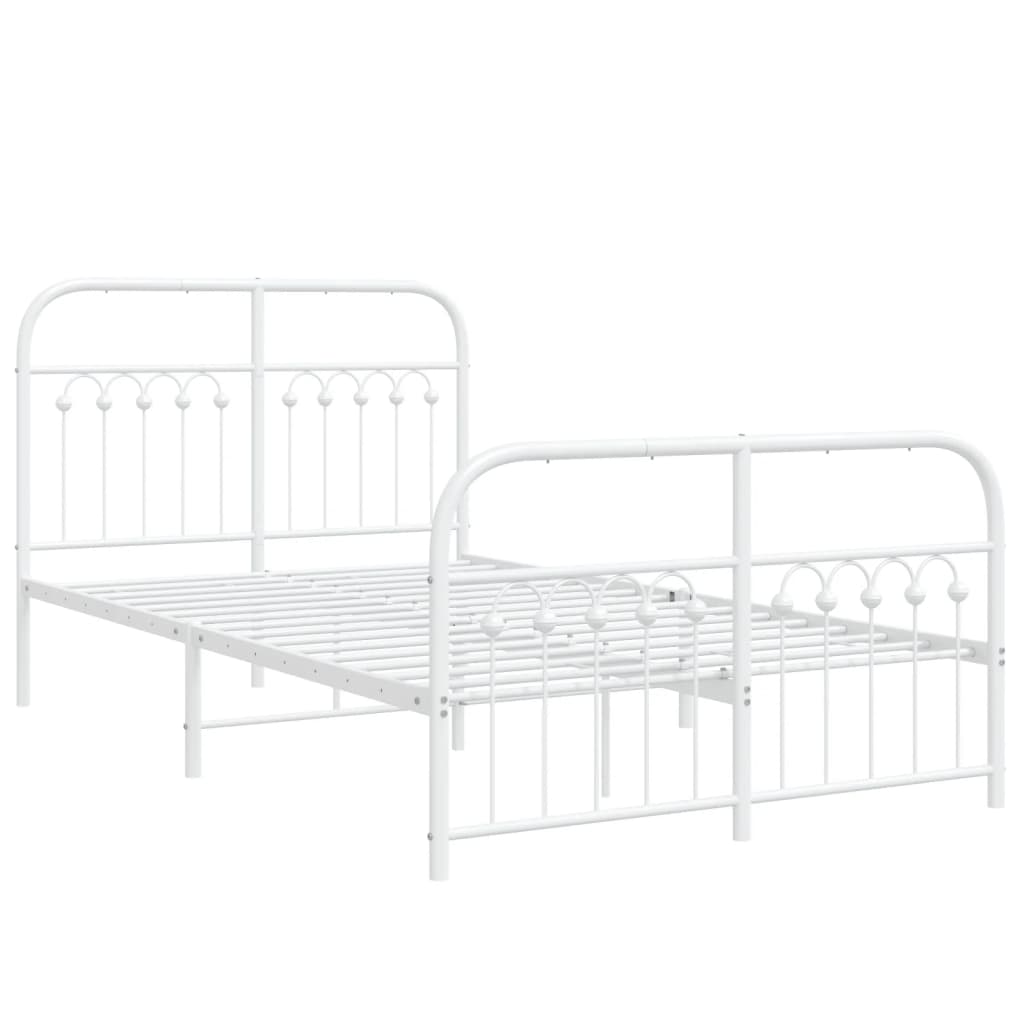 Cadre de lit métal sans matelas et pied de lit blanc 120x190 cm - XIOS