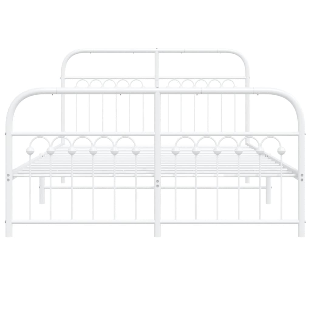 Cadre de lit métal sans matelas et pied de lit blanc 137x190 cm - XIOS