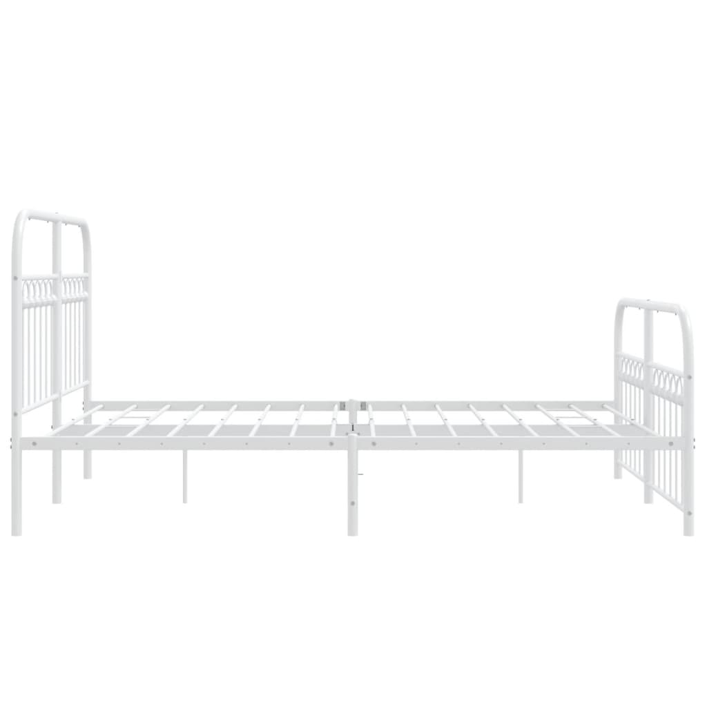 Cadre de lit métal sans matelas et pied de lit blanc 137x190 cm - XIOS