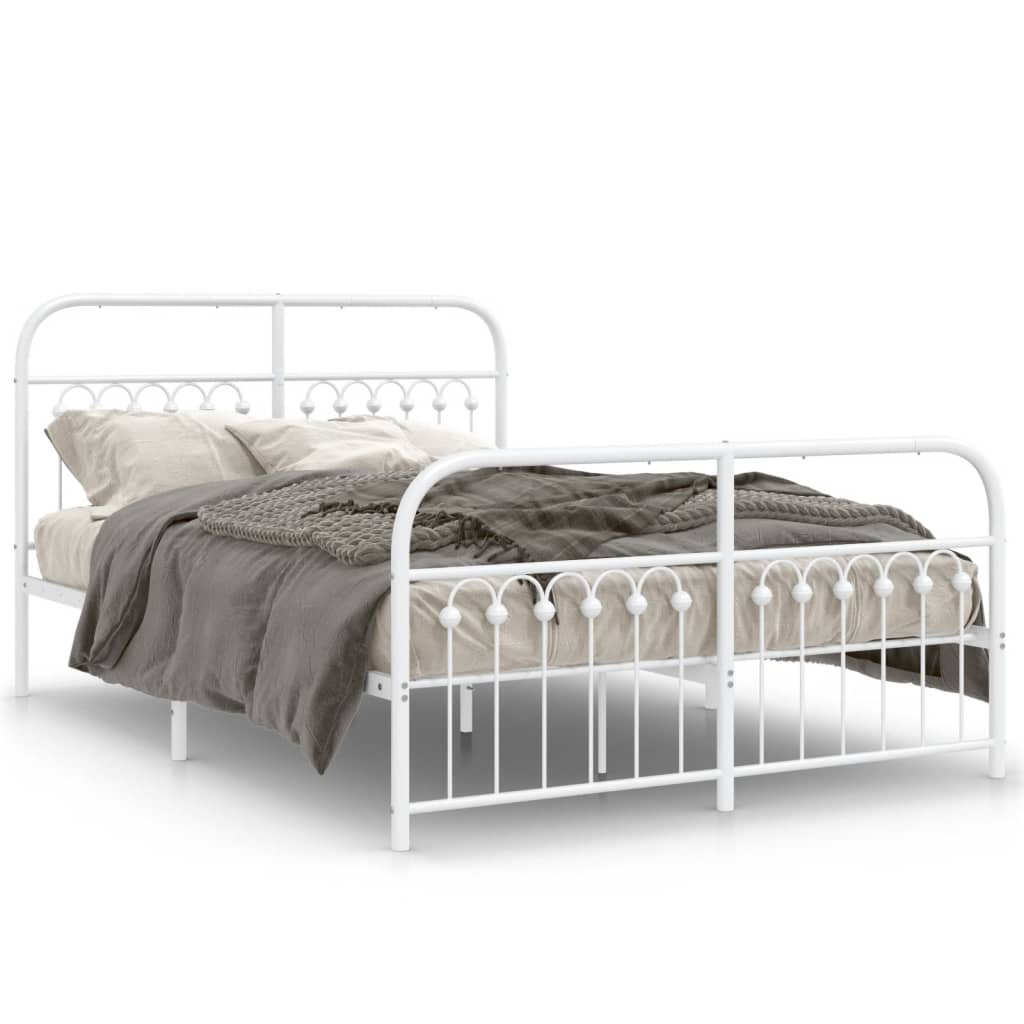 Cadre de lit métal sans matelas et pied de lit blanc 140x200 cm - XIOS