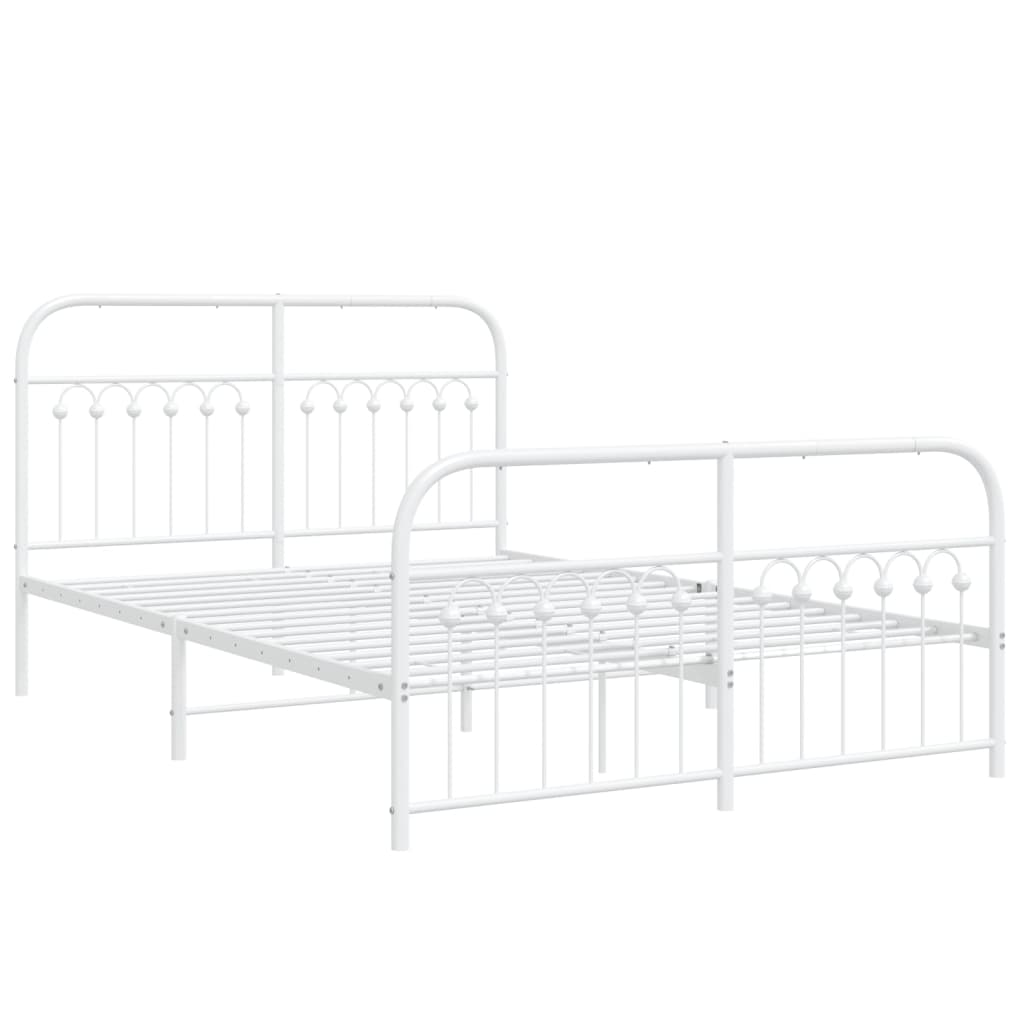 Cadre de lit métal sans matelas et pied de lit blanc 140x200 cm - XIOS