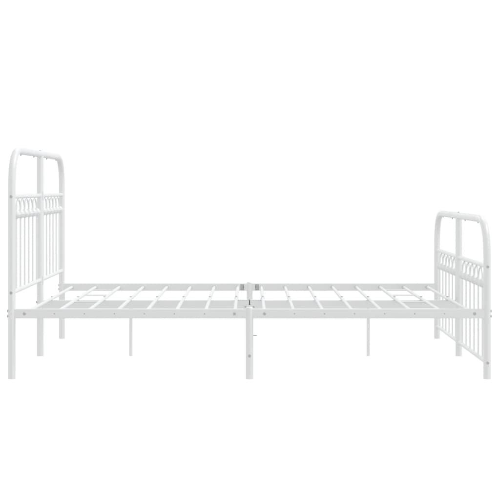 Cadre de lit métal sans matelas et pied de lit blanc 140x200 cm - XIOS