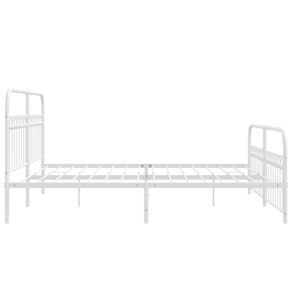Cadre de lit métal sans matelas et pied de lit blanc 183x203 cm - XIOS