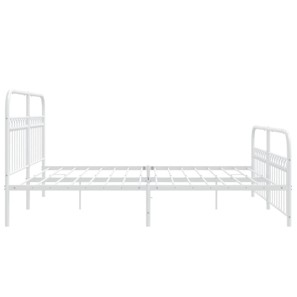 Cadre de lit métal sans matelas et pied de lit blanc 183x213 cm - XIOS