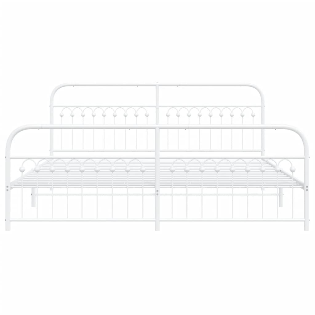 Cadre de lit métal sans matelas et pied de lit blanc 193x203 cm - XIOS