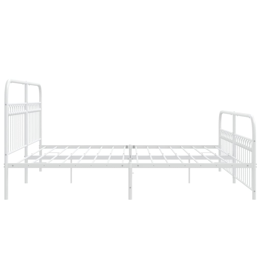 Cadre de lit métal sans matelas et pied de lit blanc 193x203 cm - XIOS