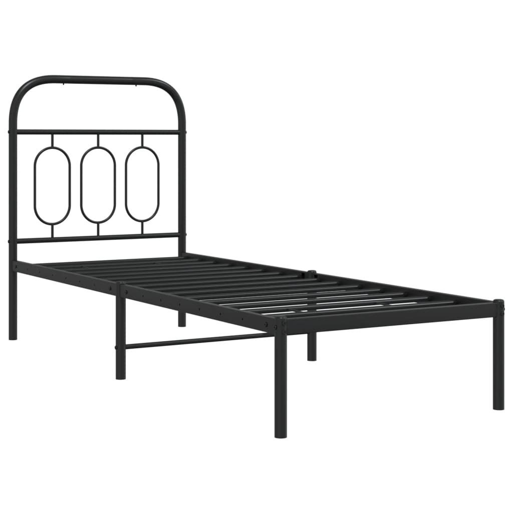 Cadre de lit métal sans matelas avec tête de lit noir 75x190 cm - XIOS