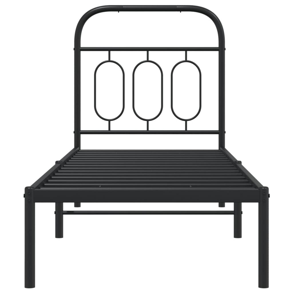 Cadre de lit métal sans matelas avec tête de lit noir 75x190 cm - XIOS