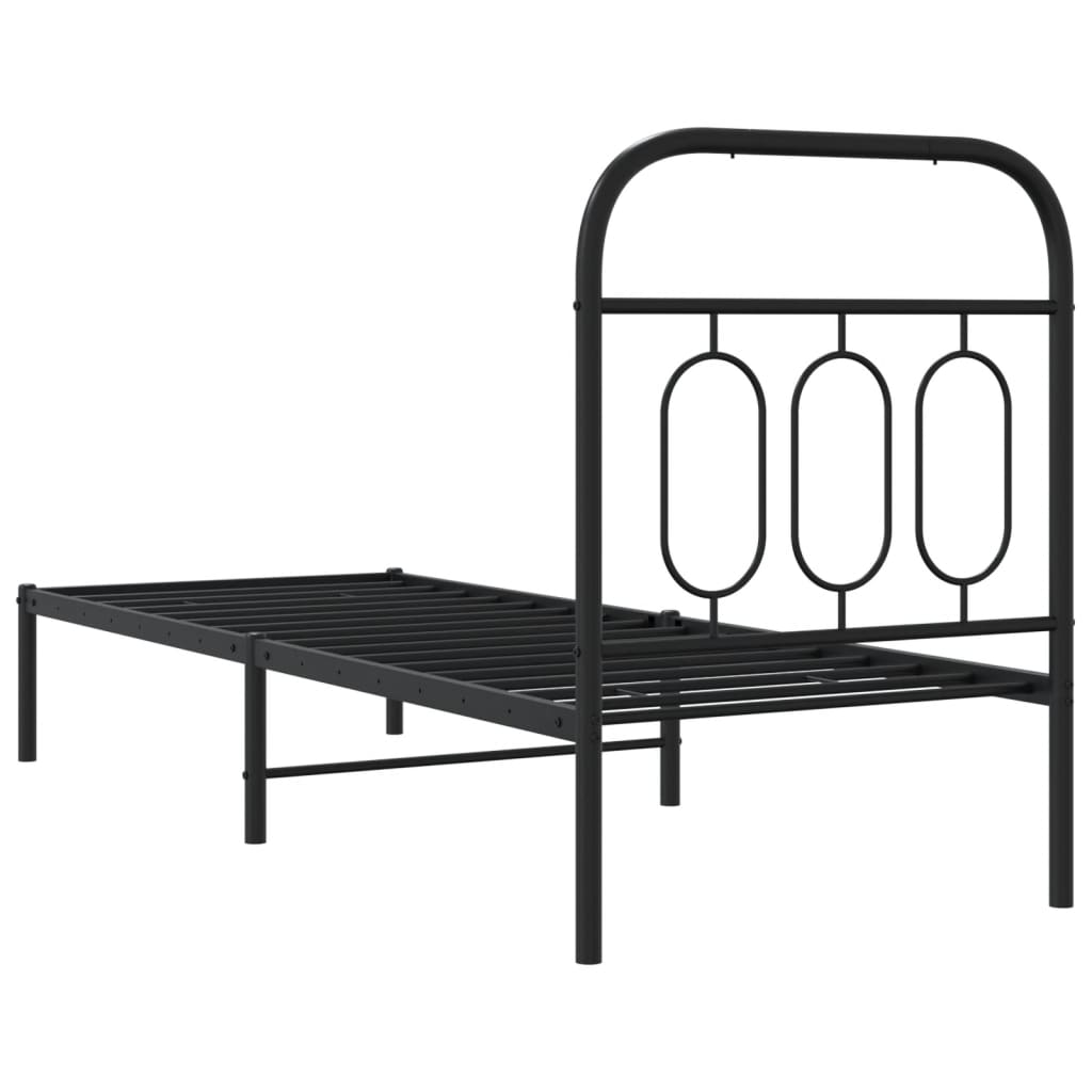 Cadre de lit métal sans matelas avec tête de lit noir 75x190 cm - XIOS
