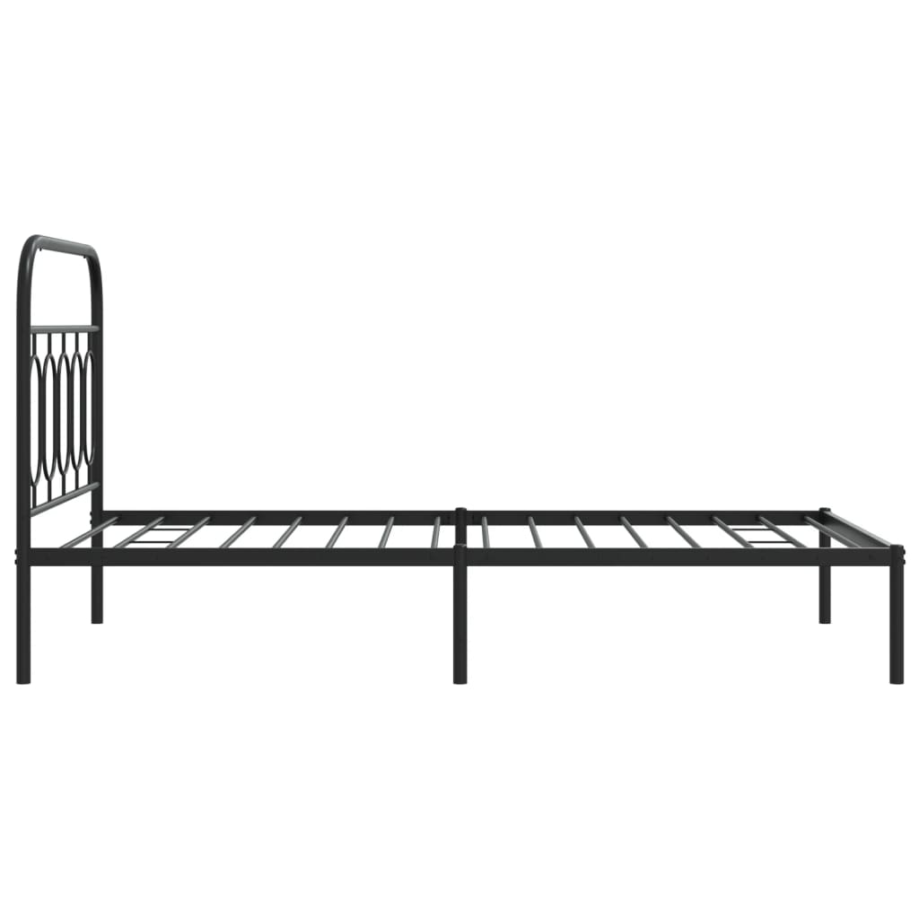 Cadre de lit métal sans matelas avec tête de lit noir 100x190cm - XIOS