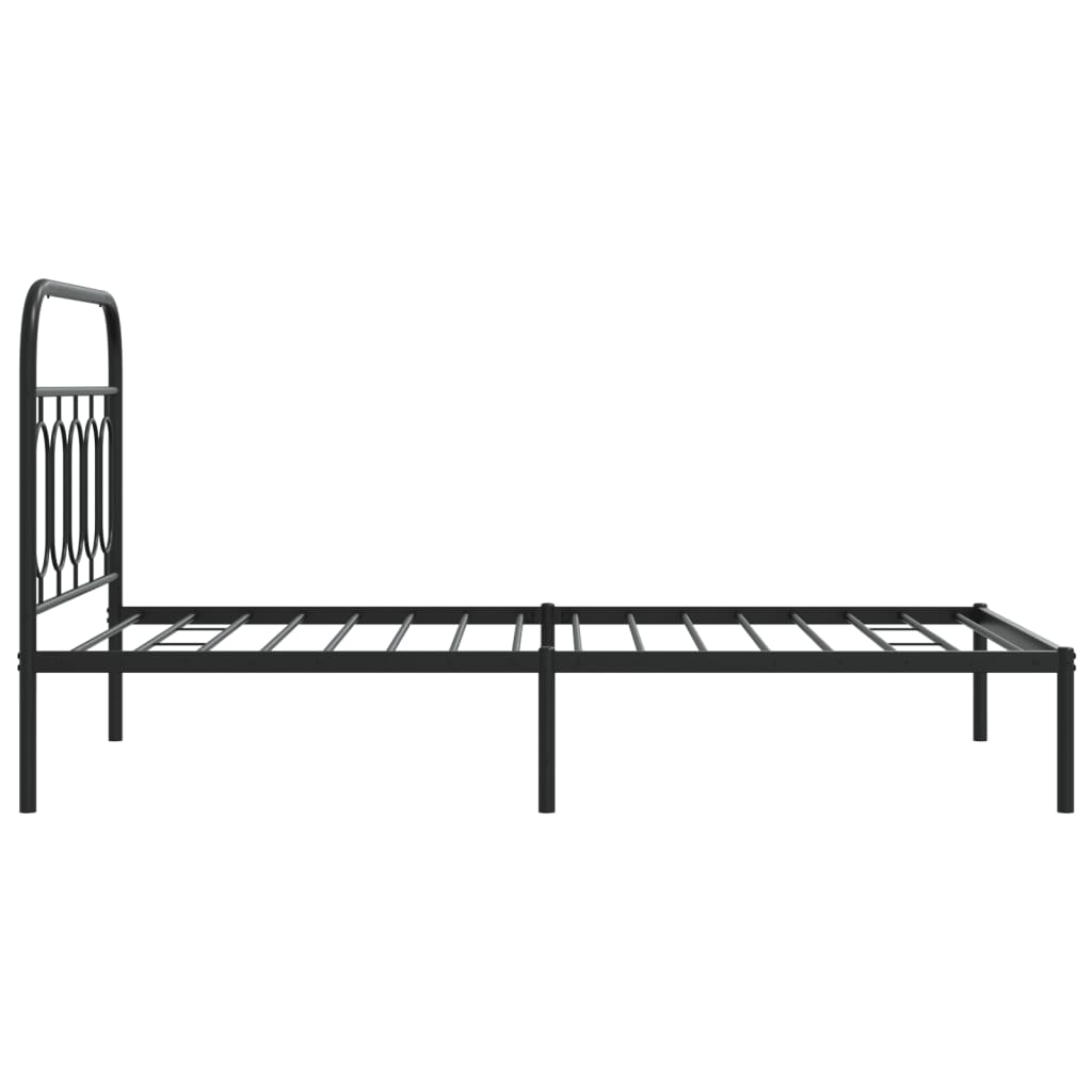 Cadre de lit métal sans matelas avec tête de lit noir 107x203cm - XIOS