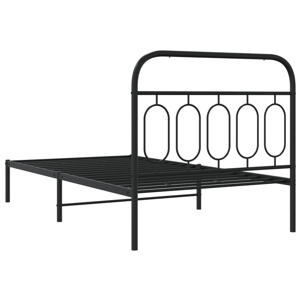 Cadre de lit métal sans matelas avec tête de lit noir 107x203cm - XIOS