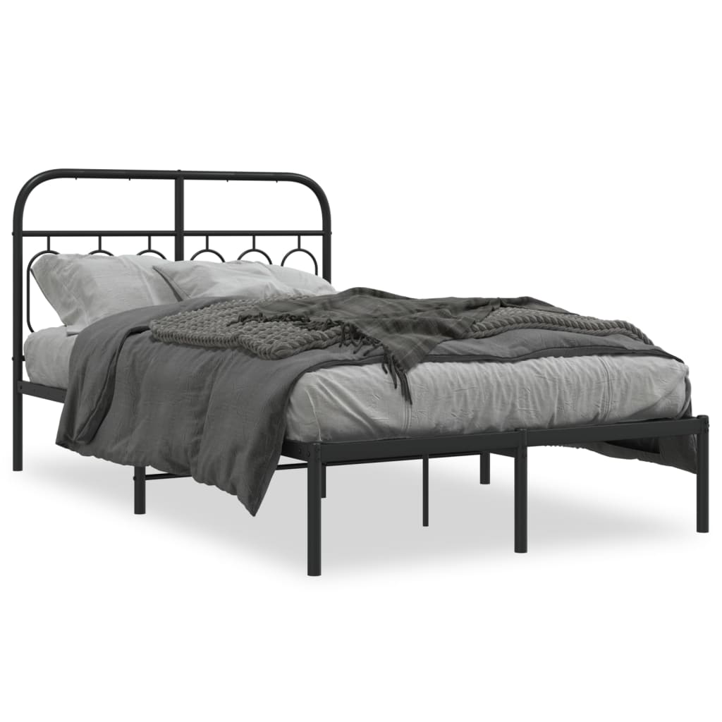 Cadre de lit métal sans matelas avec tête de lit noir 120x200cm - XIOS