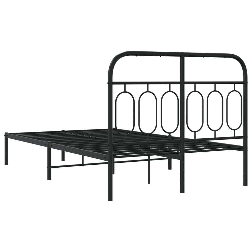 Cadre de lit métal sans matelas avec tête de lit noir 120x200cm - XIOS