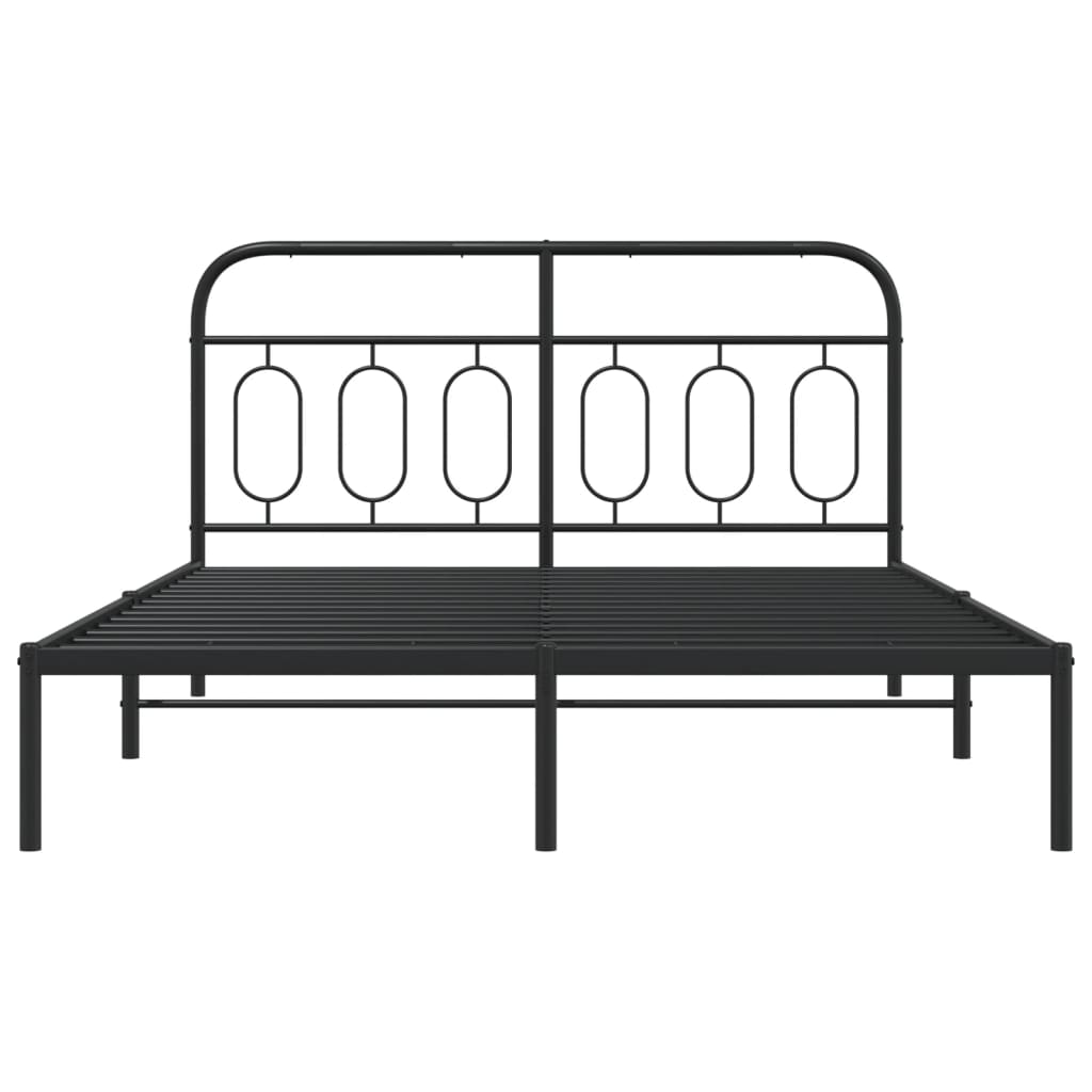 Cadre de lit métal sans matelas avec tête de lit noir 135x190cm - XIOS