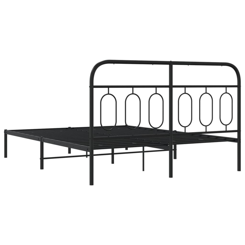 Cadre de lit métal sans matelas avec tête de lit noir 140x200cm - XIOS