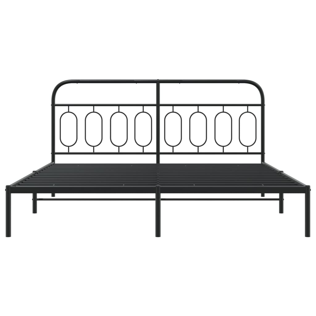 Cadre de lit métal sans matelas avec tête de lit noir 183x213cm - XIOS