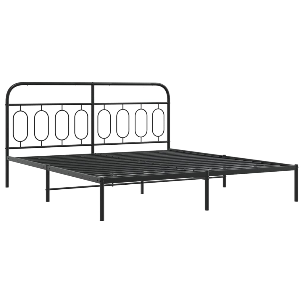 Cadre de lit métal sans matelas avec tête de lit noir 193x203cm - XIOS